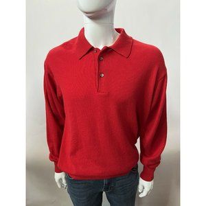 Hèrmes Paris Mens Polo Sweater Red Cashmere Blend Vintage Big & Tall 1X Eur 52
